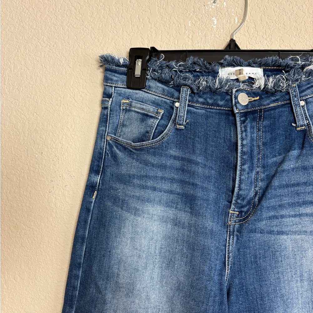 Risen Jeans High Waist Wide Leg Frayed Hem & Waist Cotton Jeans Size 29” BDQ5032 - Picture 6 of 14